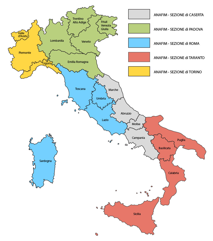mappa italia delle sezioni ANAFIM